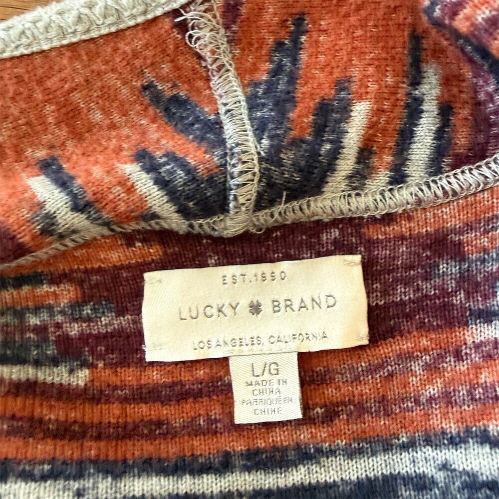 Lucky Brand Womens XL Multicolor Aztec Fringe Cardigan Sweater - Picture 5 of 7
